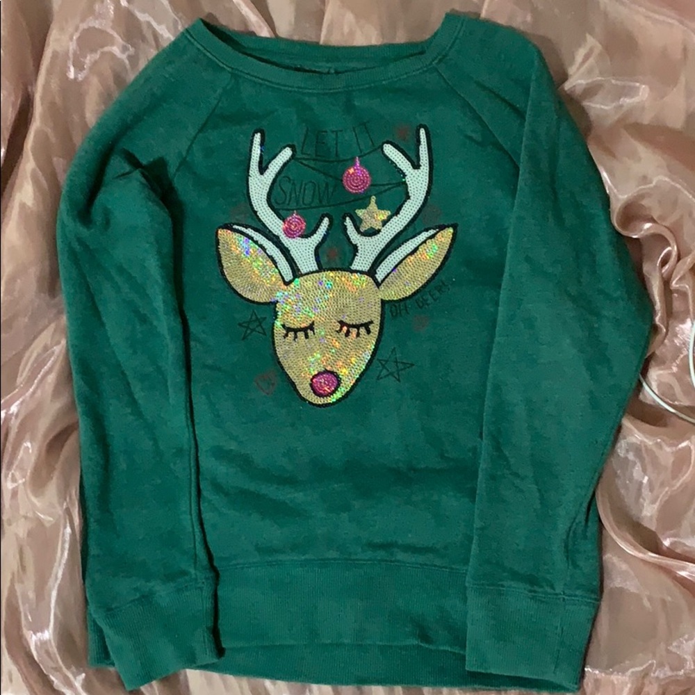 Girls size 12 cozy crew neck holiday sweatshirt